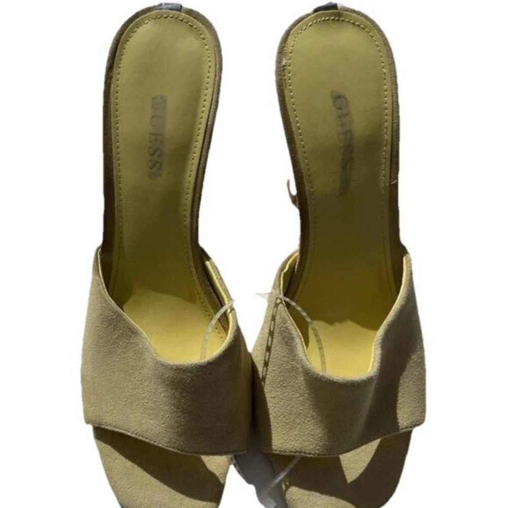 GUESS Yellow Padded Hambree 1191221 Square Toe Leather Heels Women’s Sz 6 - Picture 4 of 16